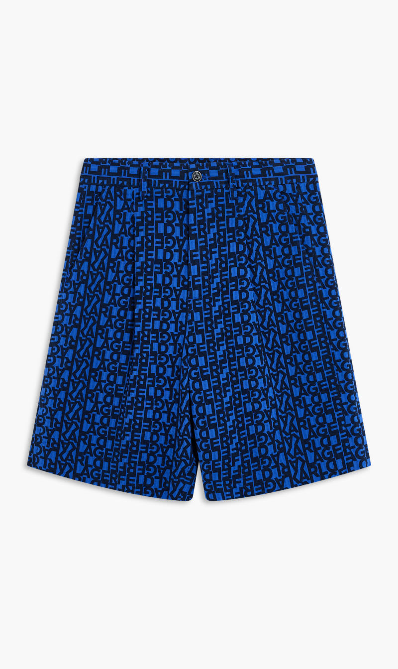 

Karl Lagerfeld Blue Aop Logo Seersucker Shorts for Men | The Deal Outlet