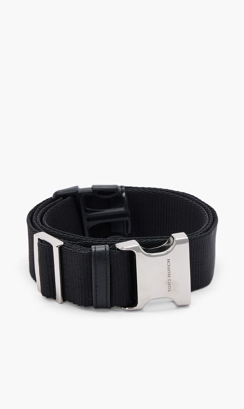 

Tory Burch Black Tory Sport Webbing Sport Belt for Women | The Deal Outlet