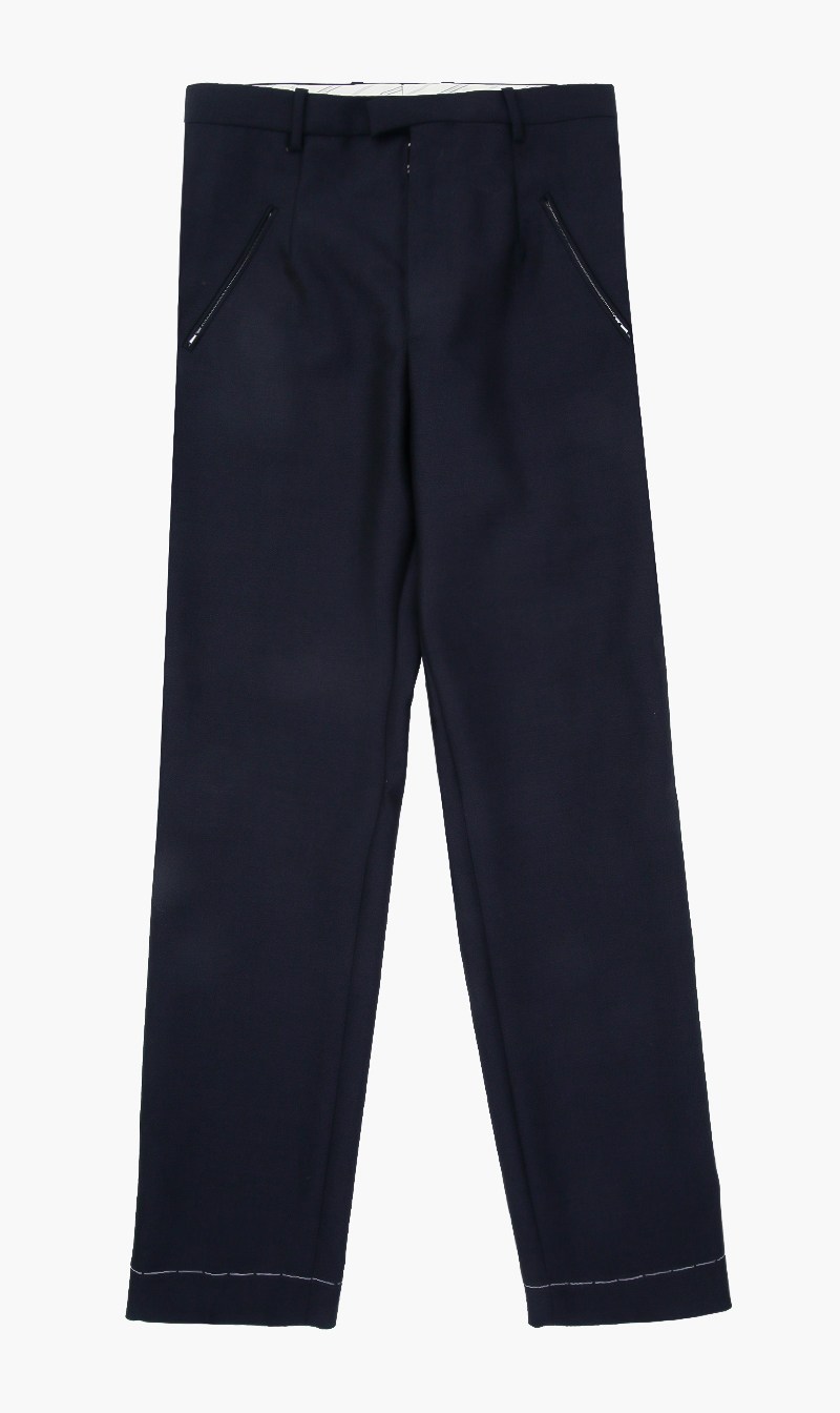 

Maison Margiela Blue Belted Zip Closure Trousers for Men | The Deal Outlet