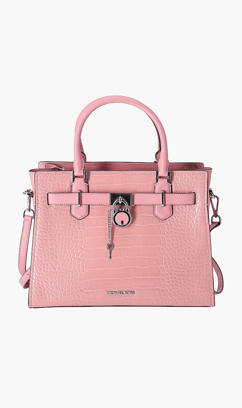 

Textured Leather Tote Bag, Pink