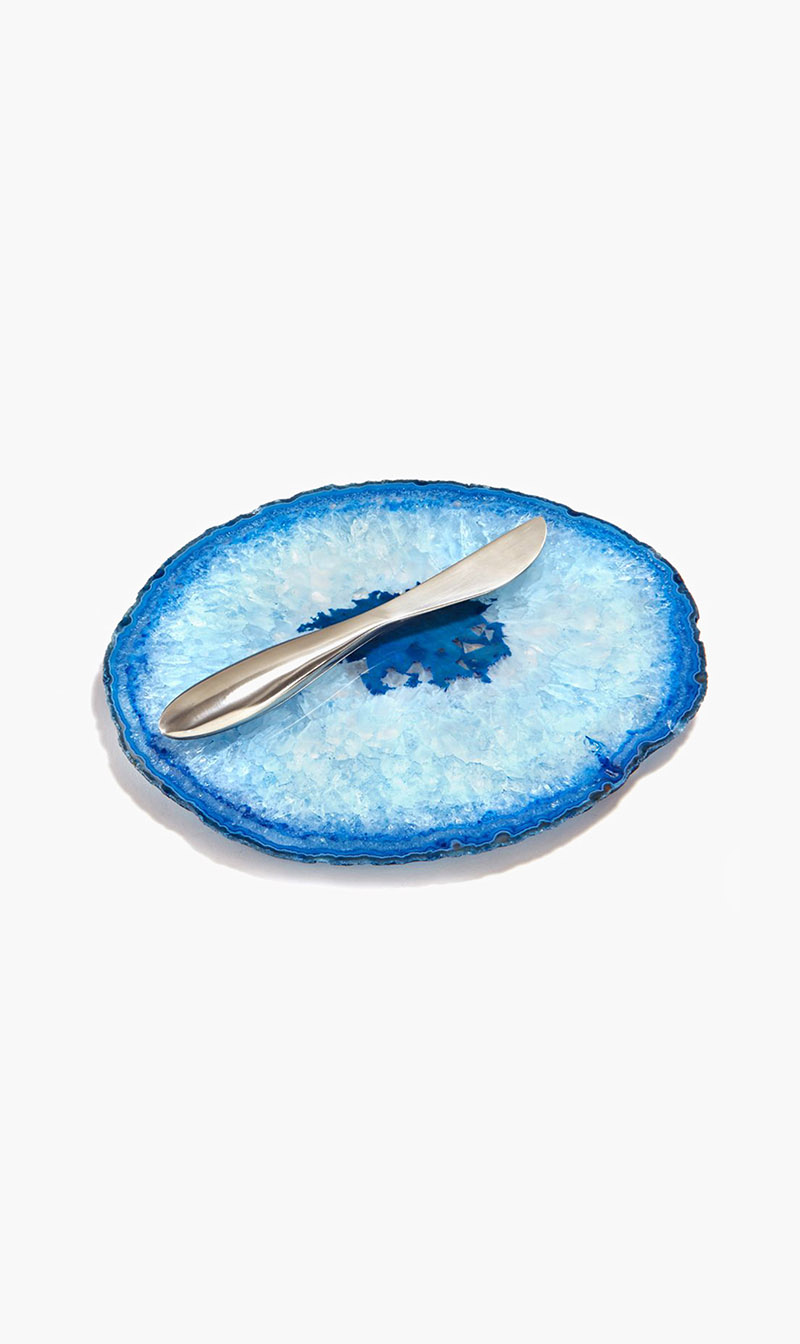 

Anna Ita Azure Gemstone Cheese Plate And Silver Spreader