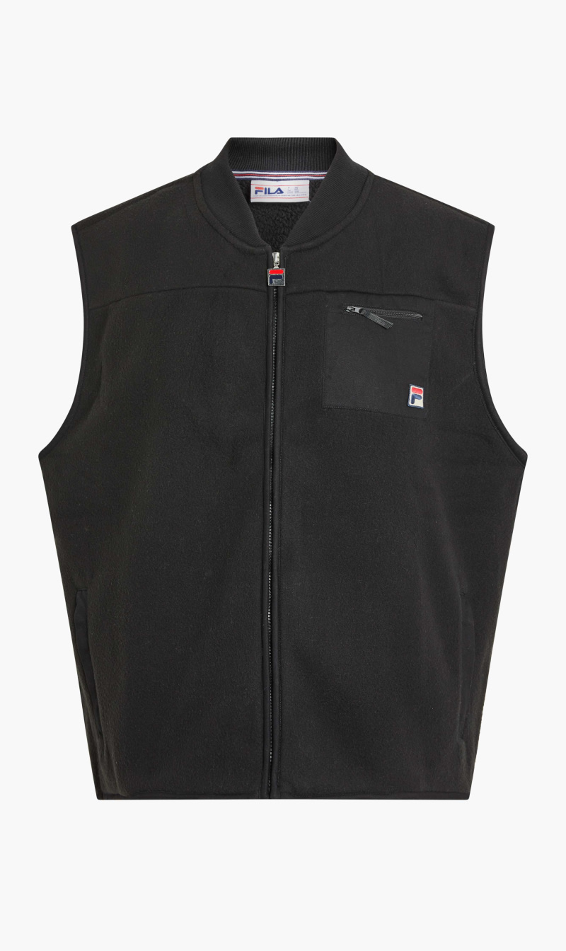 

Fila Black Robin Polar Fleece Gilet W Cotton Twill Patch for Men | The Deal Outlet