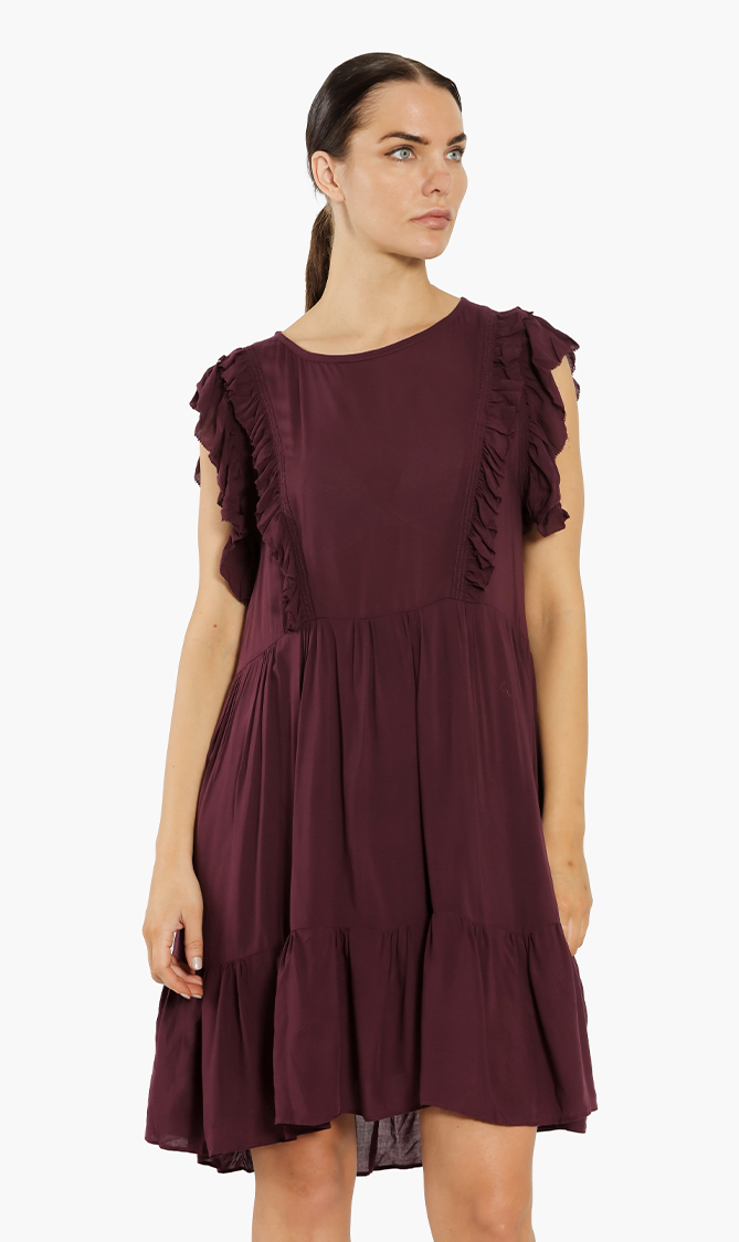 

Rousseau Ruffled Dress, Red