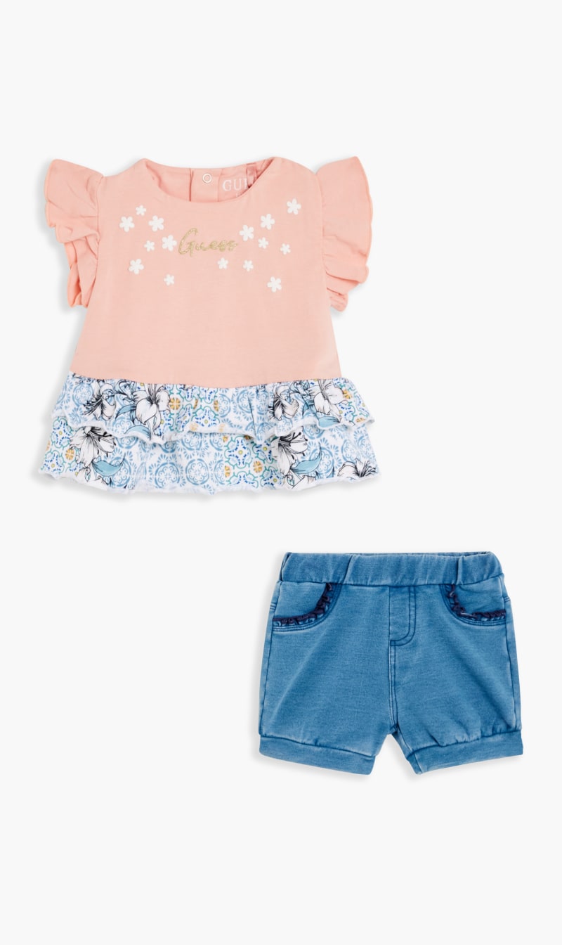 

Guess Pink Jersey T-shirt And Short Set for Girls | The Deal Outlet