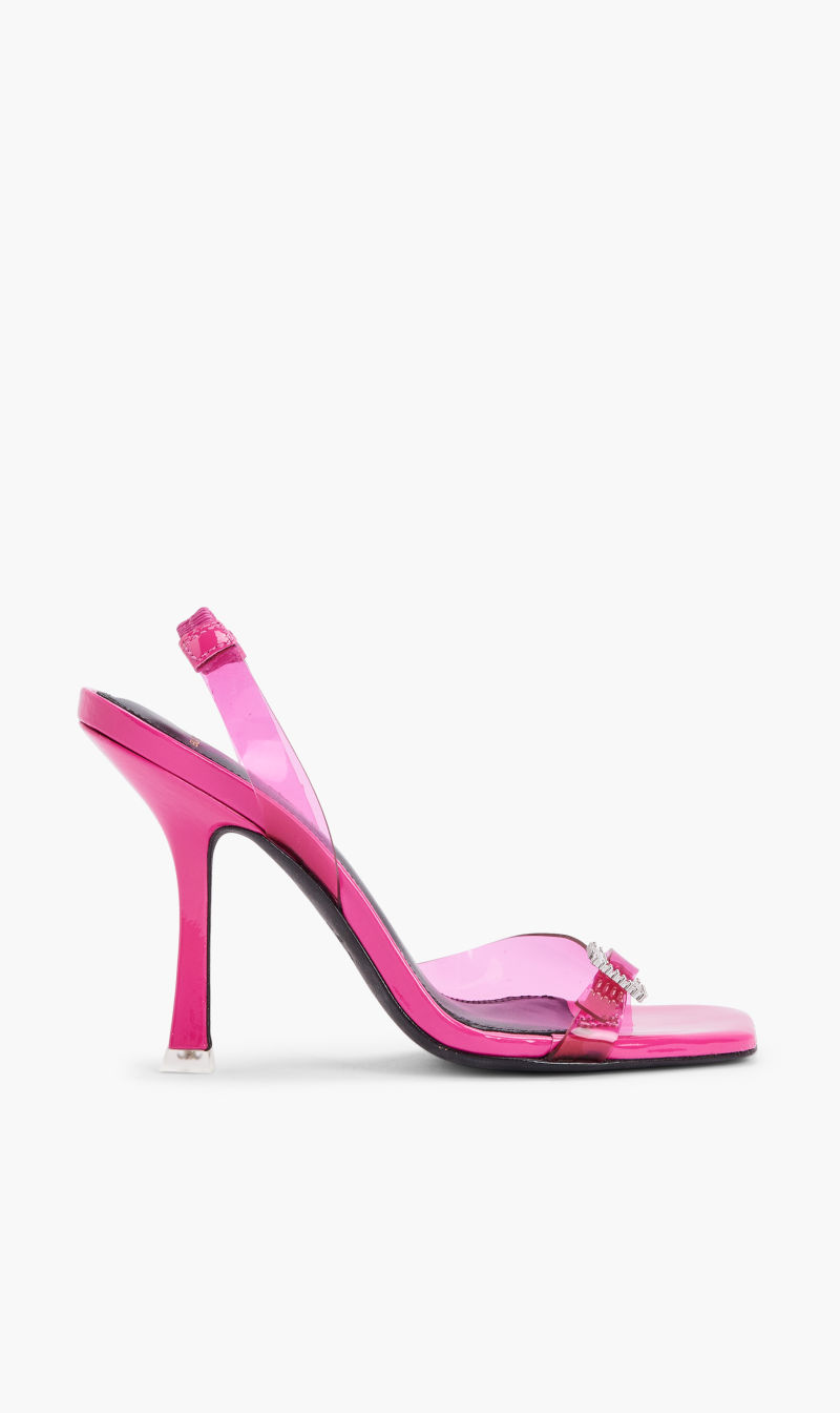 

Black Suede Studio Pink Square Toe Slingback High Heel Sandal for Women | The Deal Outlet