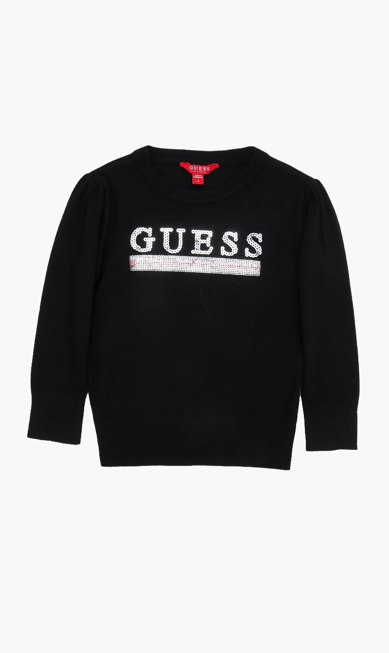 

Guess Black Logo Long Sleeve Sweater for Girls | The Deal Outlet