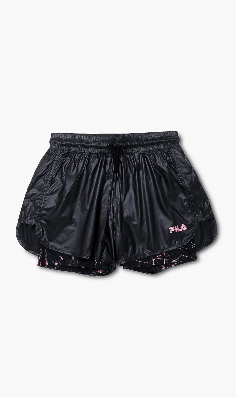 

Fila Black Lilah Double Layer Shorts for Women | The Deal Outlet