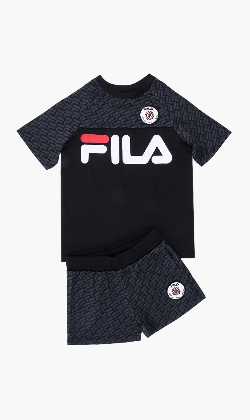 

Fila Black Zavi Aop Tee Shorts Set for Boys | The Deal Outlet