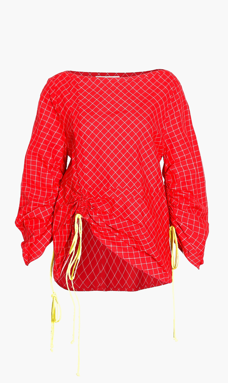 

Tory Burch Red Silk Tunic Top for Women | The Deal Outlet