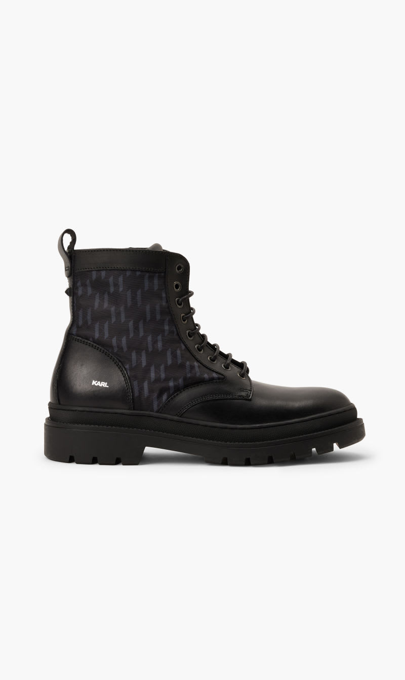 

Karl Lagerfeld Black Outland Mono Mix Lace Boot for Men | The Deal Outlet