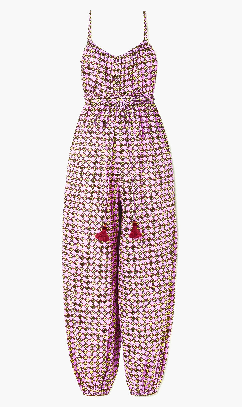 

Tory Burch Purple Printed Jumpsuit for Women | The Deal Outlet