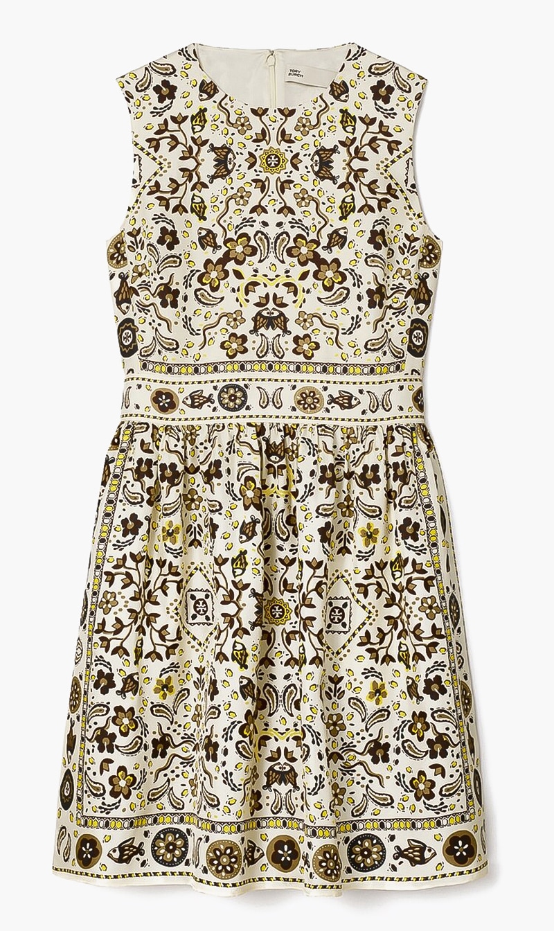 

Tory Burch Beige Printed Silk Dress for Women | The Deal Outlet