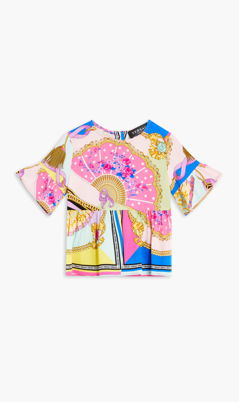 

Versace Pink Bg Top Rn Ss Frill Ao Ventagli for Kids | The Deal Outlet