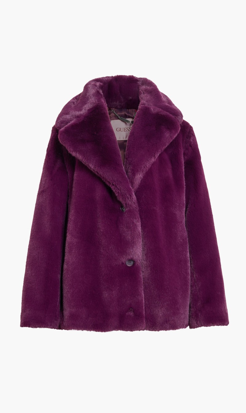 

Guess Red Corinne Mid Length Fur Jacket for Women | The Deal Outlet