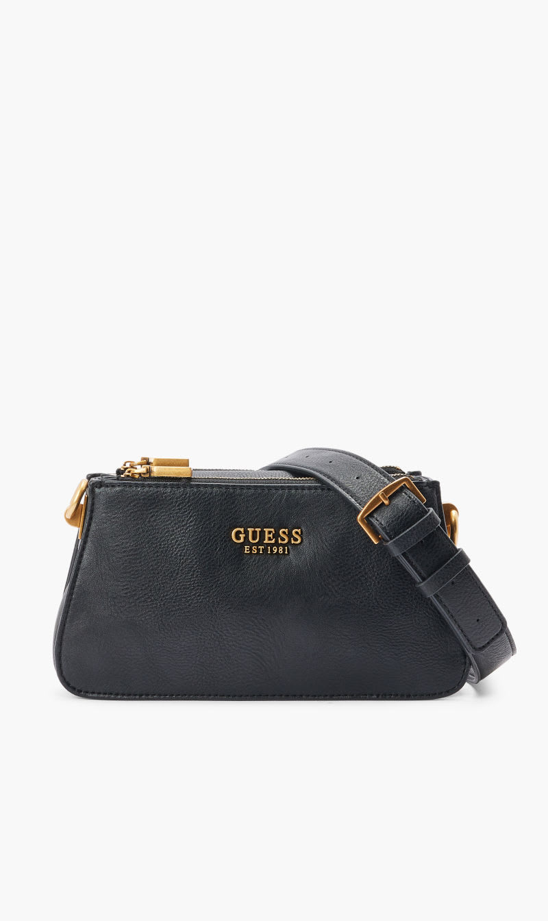 

Guess Black Arja Double Zip Crossbody for Women | The Deal Outlet