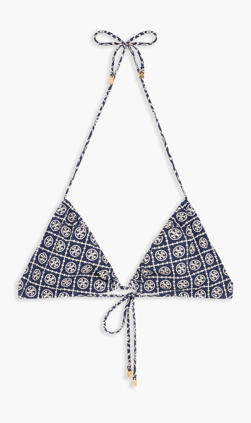 

Tory Burch Blue Printed String Bikini Top for Women | The Deal Outlet