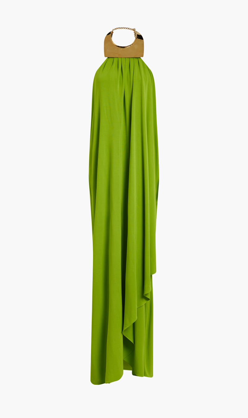 

Michael Kors Green Cascade Necklace Gown for Women | The Deal Outlet