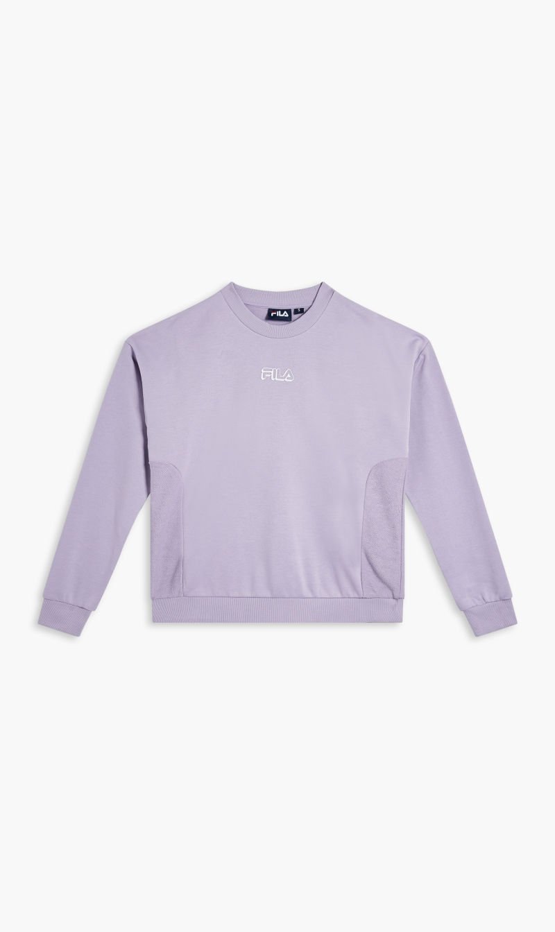 

Fila Purple Crew Sweat W Reverse Fabric Side Panels for Women | The Deal Outlet