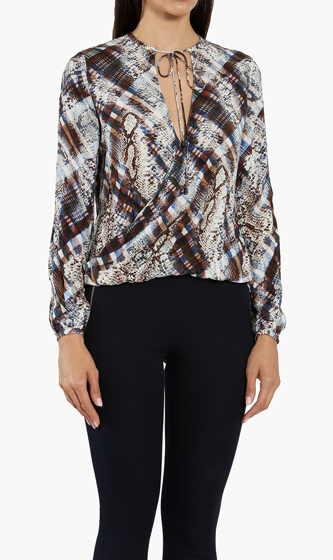 

Ted Baker Lyzaa Quartz Printed Neck-tie Blouse