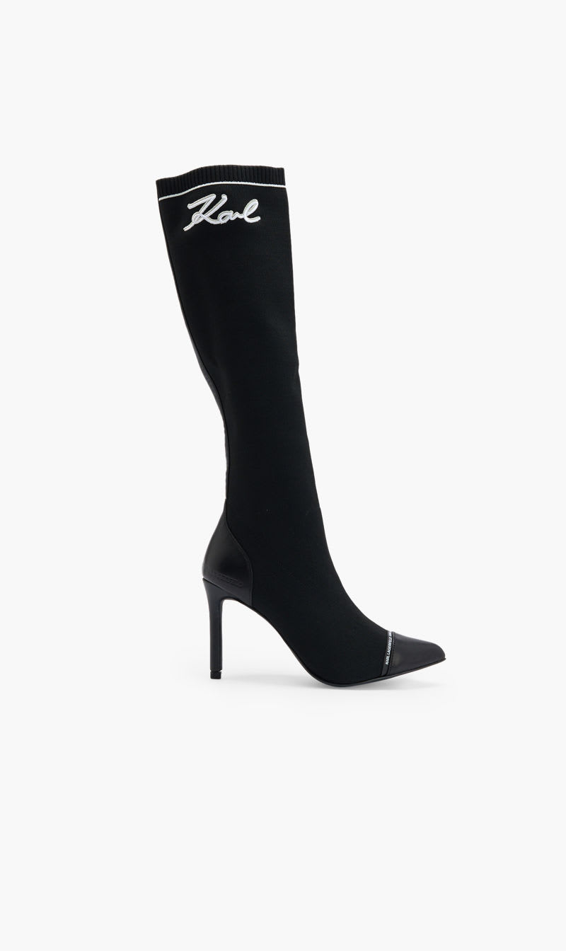 

Karl Lagerfeld Black Pandara Hi Leg Signia Boot for Women | The Deal Outlet