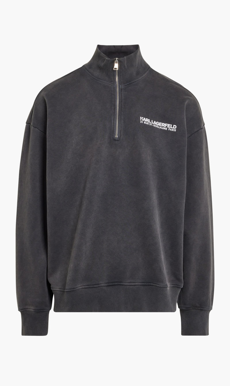 

Karl Lagerfeld Black Rsg Washed Half Zip Sweatshirt for Men | The Deal Outlet