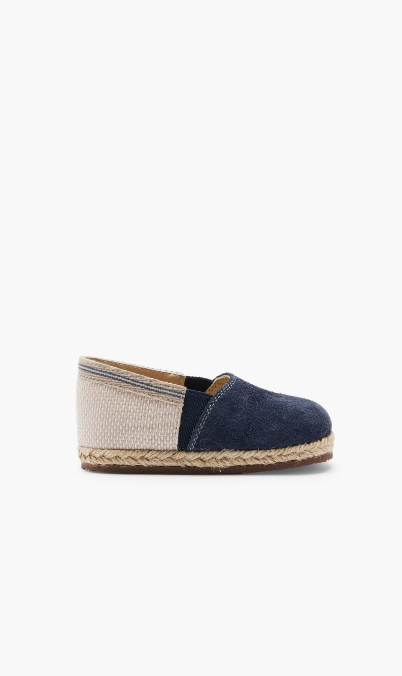 

Babywalker Blue Two Tone Suede Leather & Fabric Espadrilles for Boys | The Deal Outlet