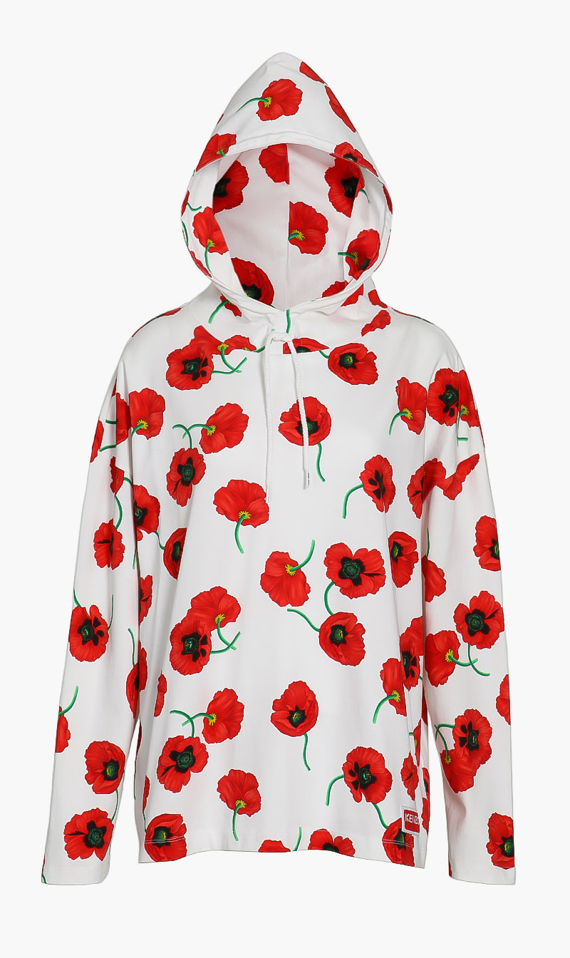 

Printed Floral Hoodie, Red