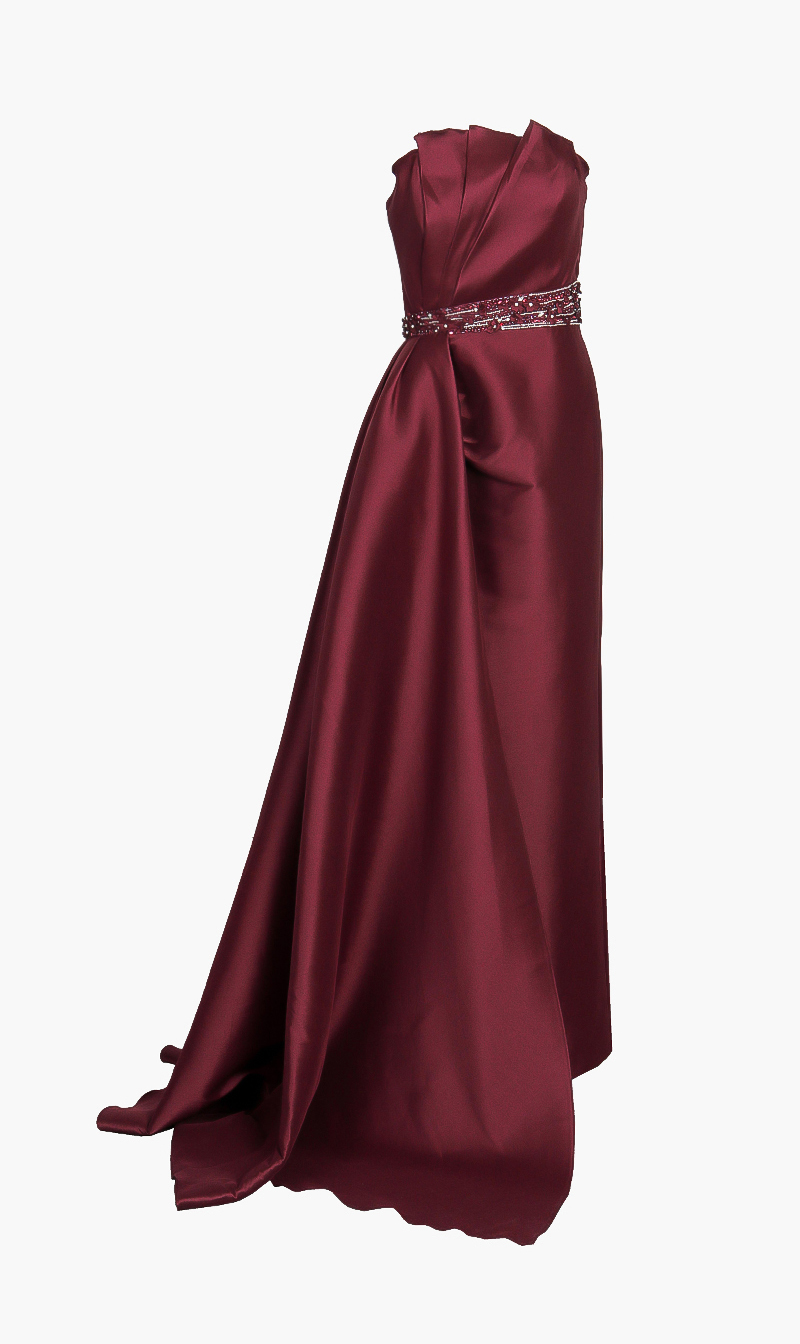 

Side Drap Evening Gown Dress, Red