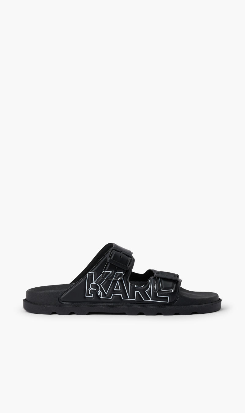 

Karl Lagerfeld Black Kondo Tred-karl 2-strap Sandal for Men | The Deal Outlet