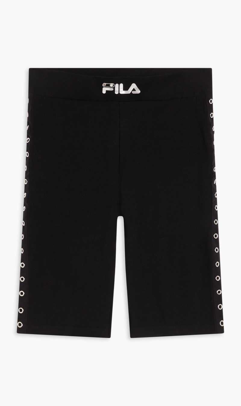 

Fila Black Biker Pants With Eyelet Tape On Side for Women | The Deal Outlet