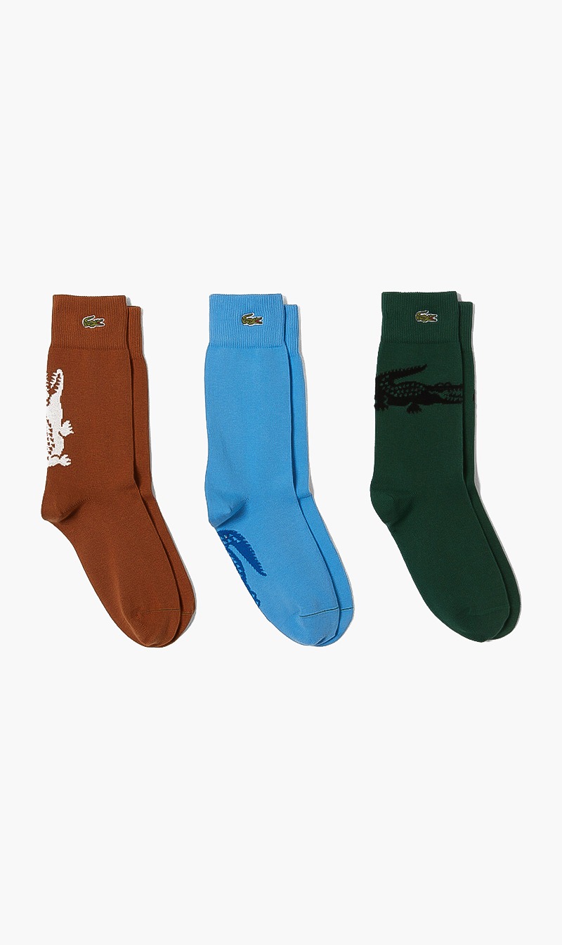 

Unisex Crocodile Pattern Sock Three-pack, Multi-color