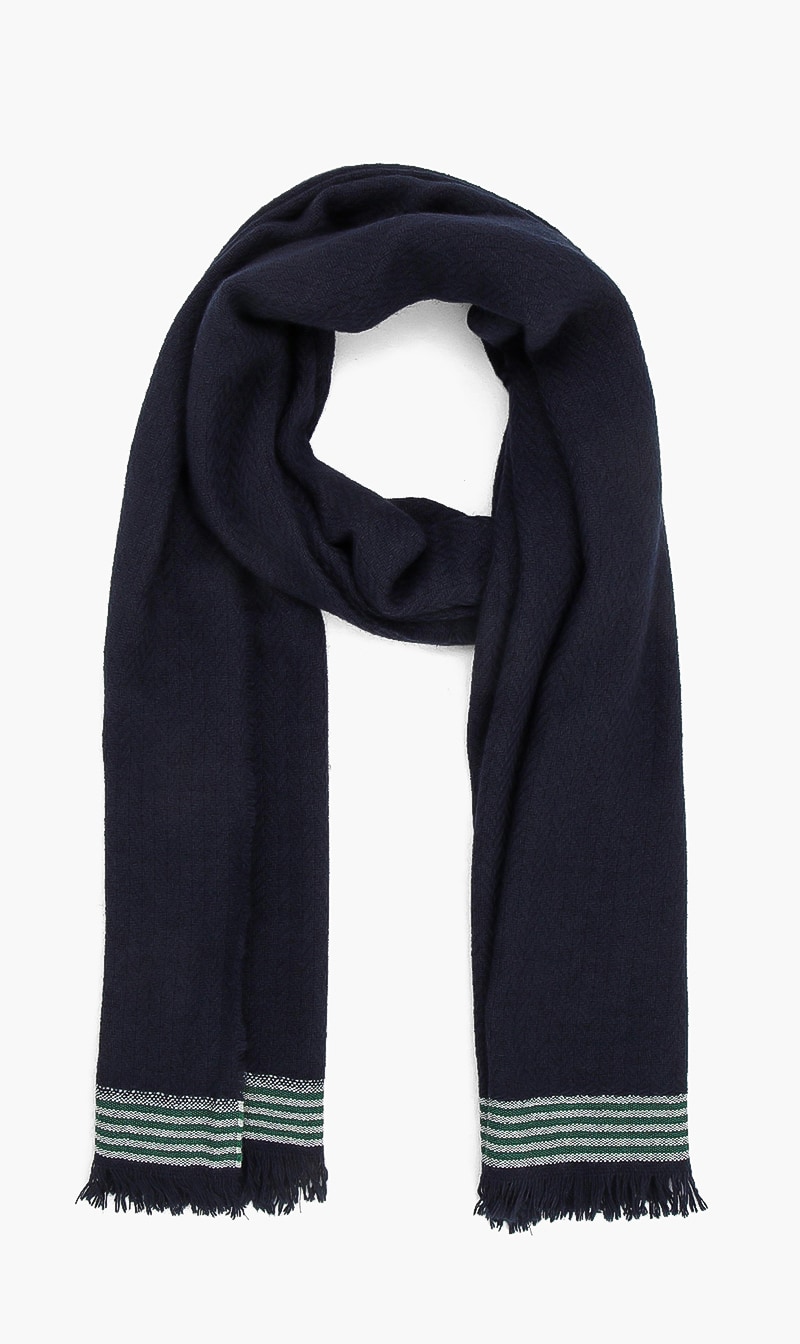 

Hackett London Blue Plain Herringone Scarf for Men | The Deal Outlet