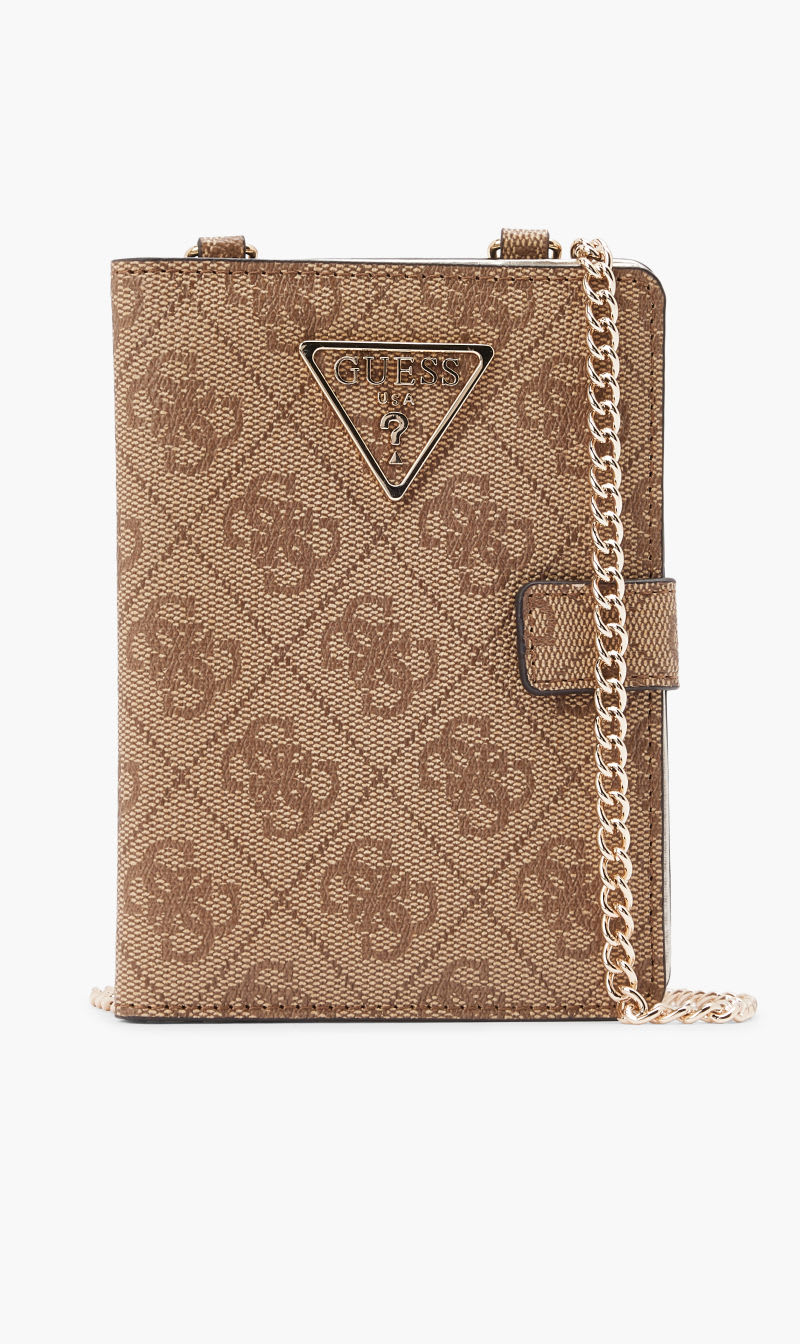 

Guess Beige Laurel Slg Chain Passport Case for Women | The Deal Outlet