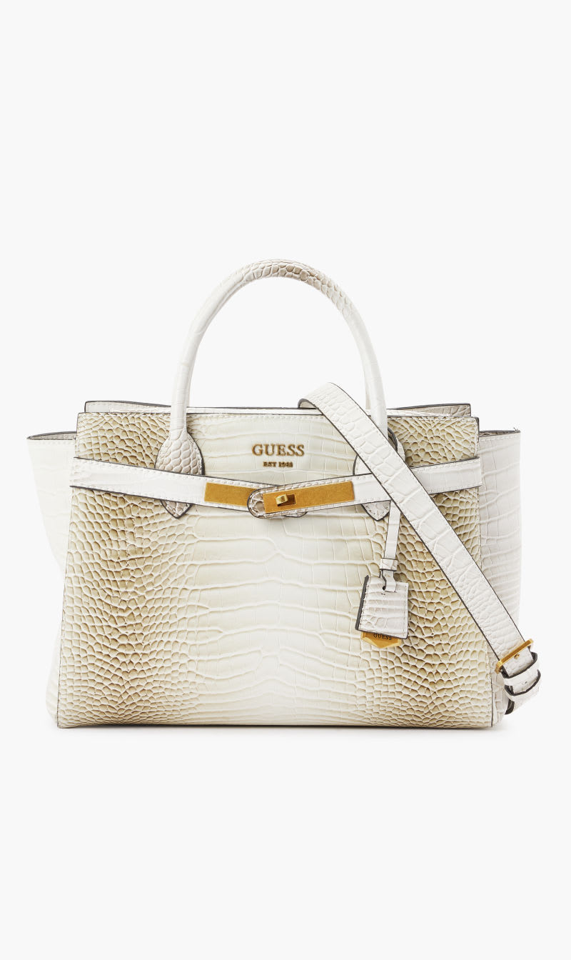 

Guess White Enisa High Society Satchel for Women | The Deal Outlet