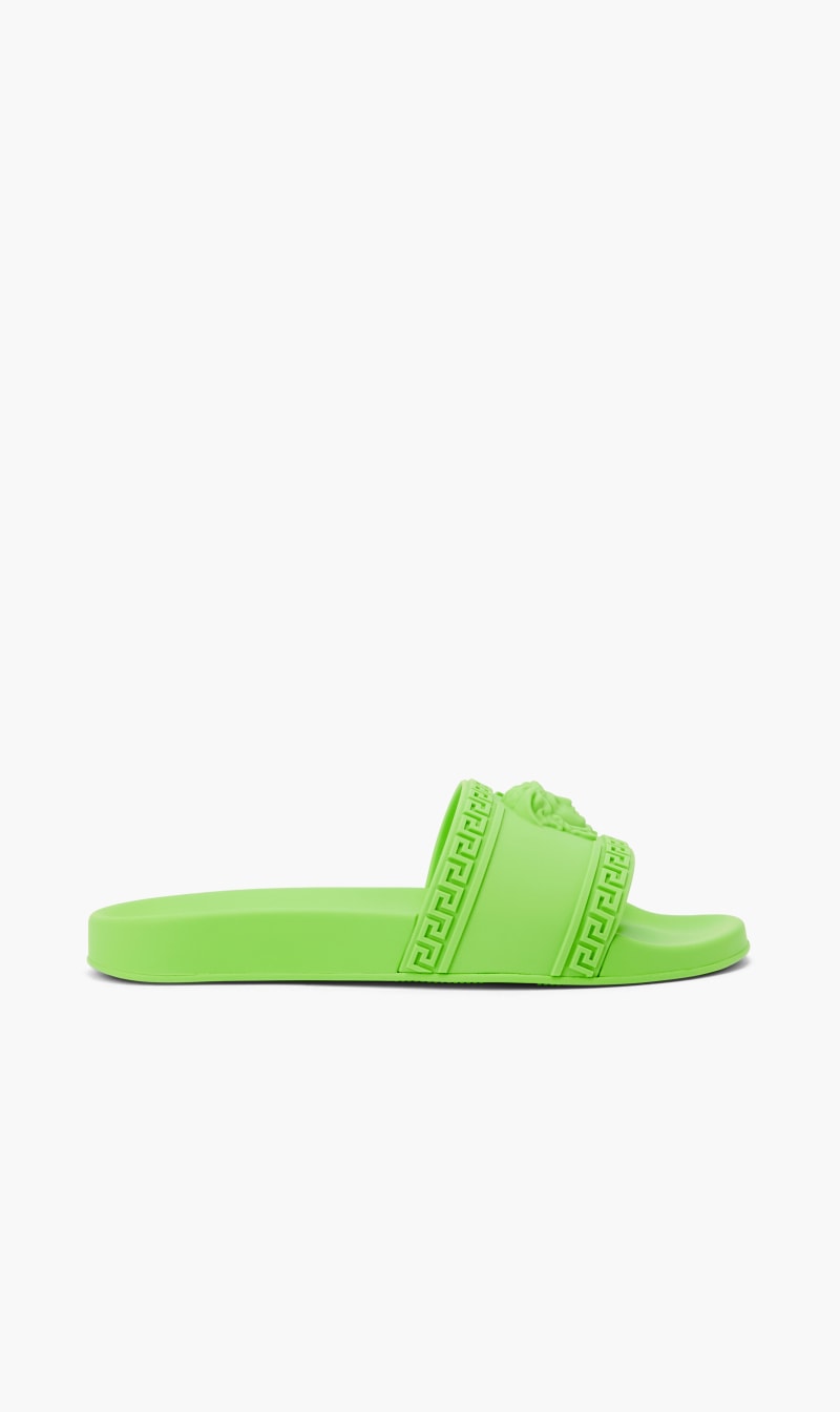 

Versace Green Palazzo Pool Sliders for Men | The Deal Outlet