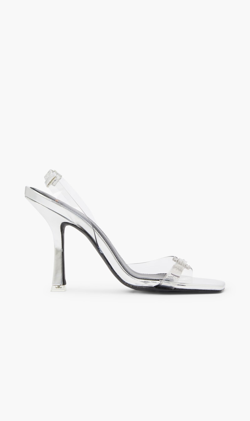 

Black Suede Studio Silver Square Toe Slingback High Heel Sandal for Women | The Deal Outlet