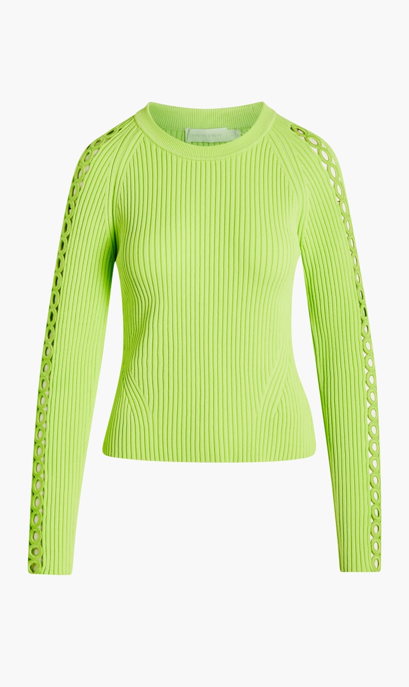 

Jonathan Simkhai Yellow Solina Compact Crochet Rings L/s Raglan Top for Women | The Deal Outlet