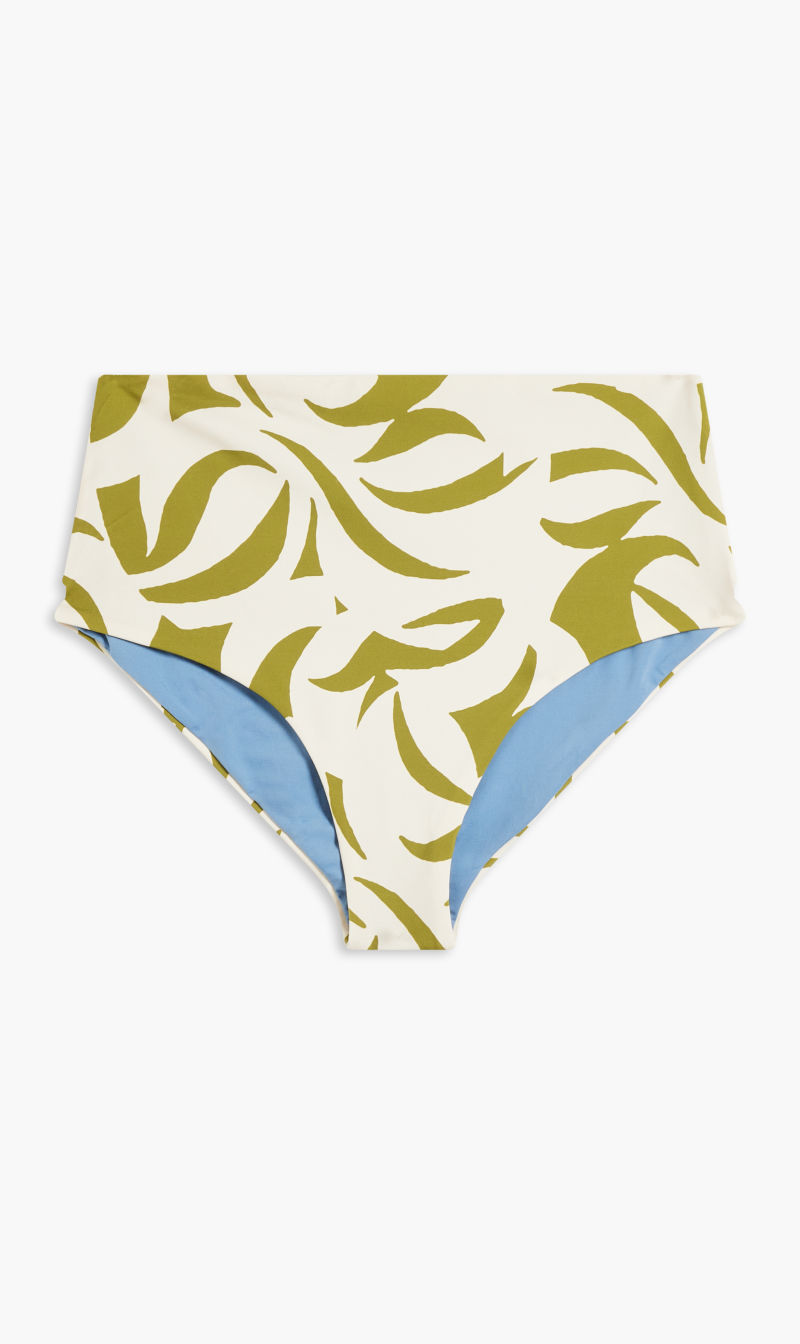 

Cala De La Cruz Green Libra Bikini Bottom-high Rise Bikini Bottom With Front Ring Detail And Mid-leg Opening for Women | The Deal Outlet