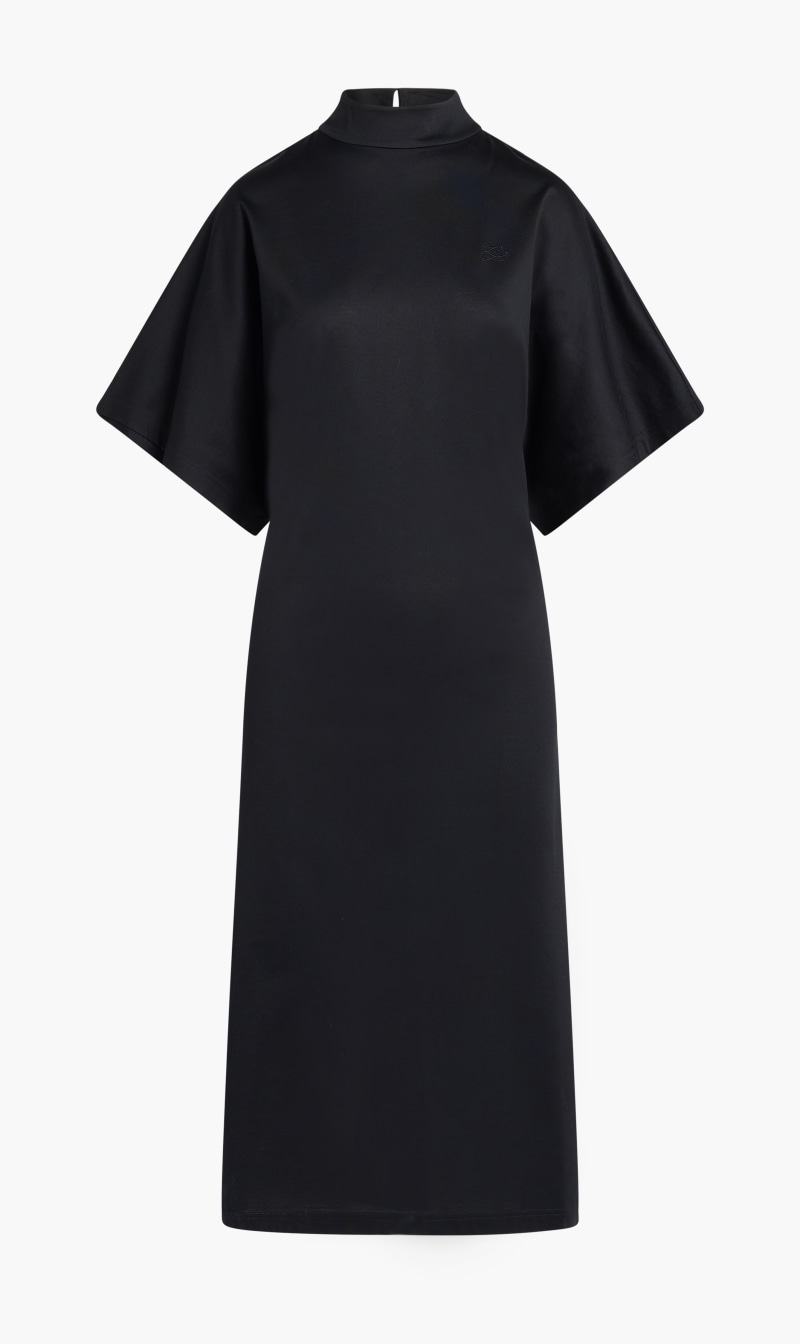 

Karl Lagerfeld Black Wrap Jersey Dress for Women | The Deal Outlet