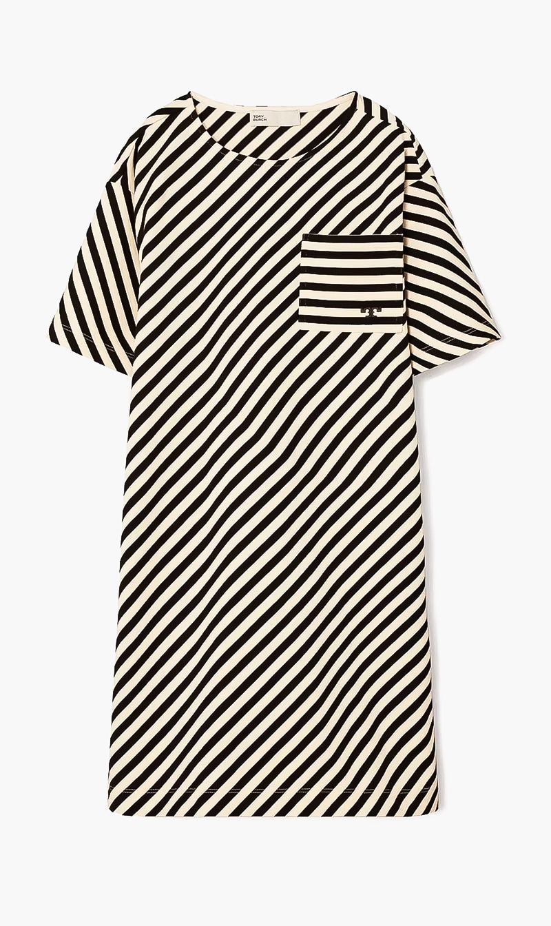 

Pocket Stripe Tshirt Dress, Black