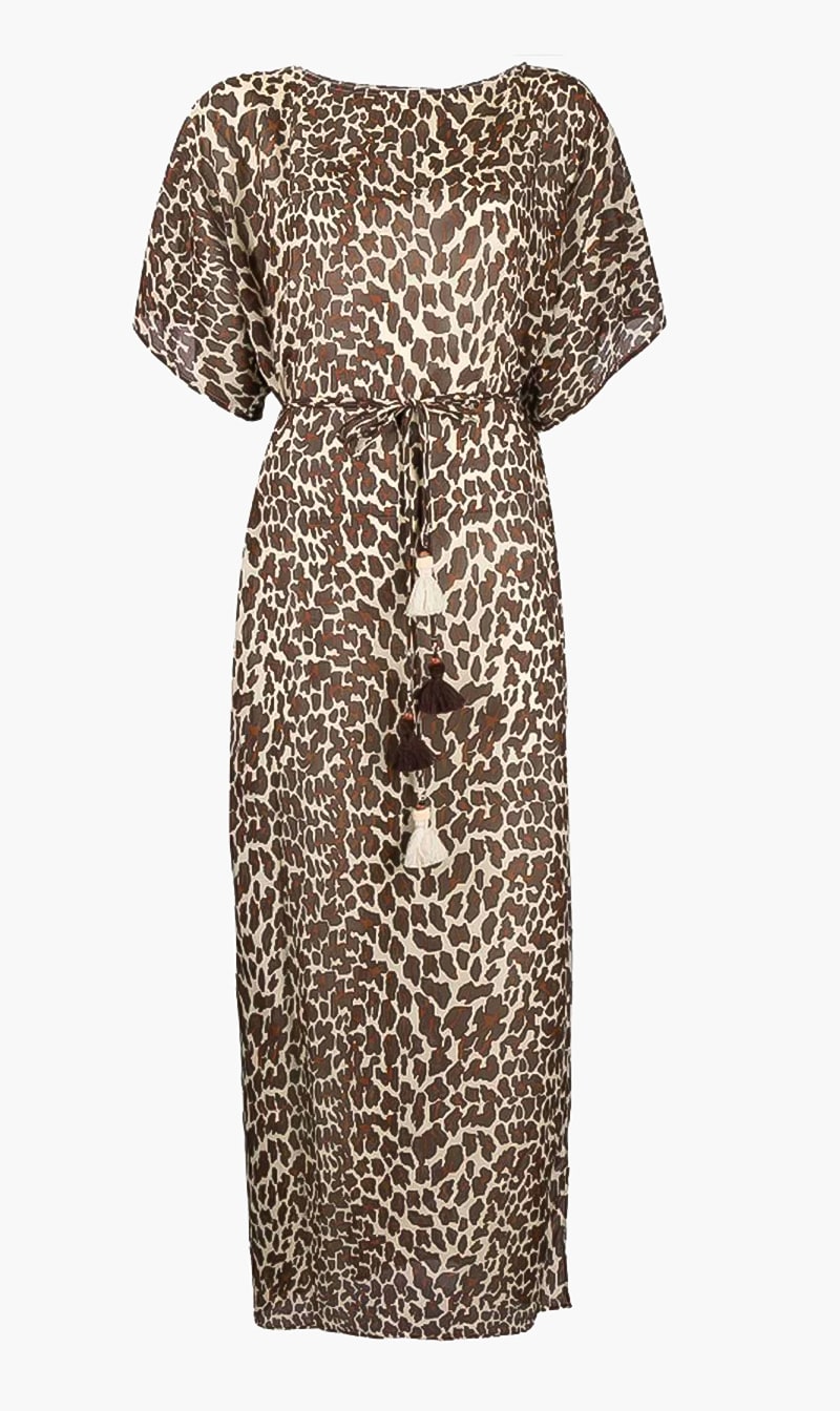 

Tory Burch Brown Printed Long Caftan for Women | The Deal Outlet