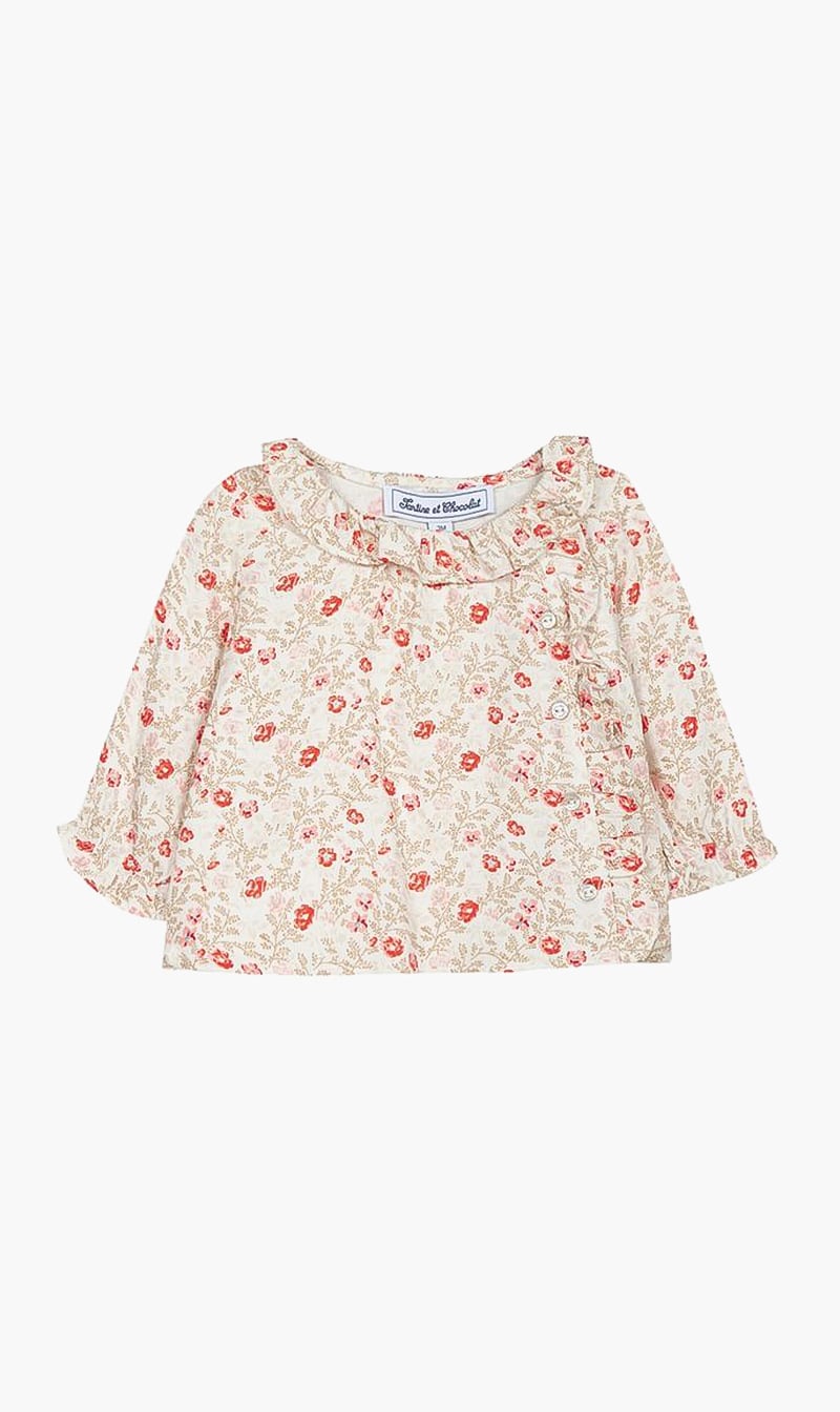 

Floral Print Blouse, White