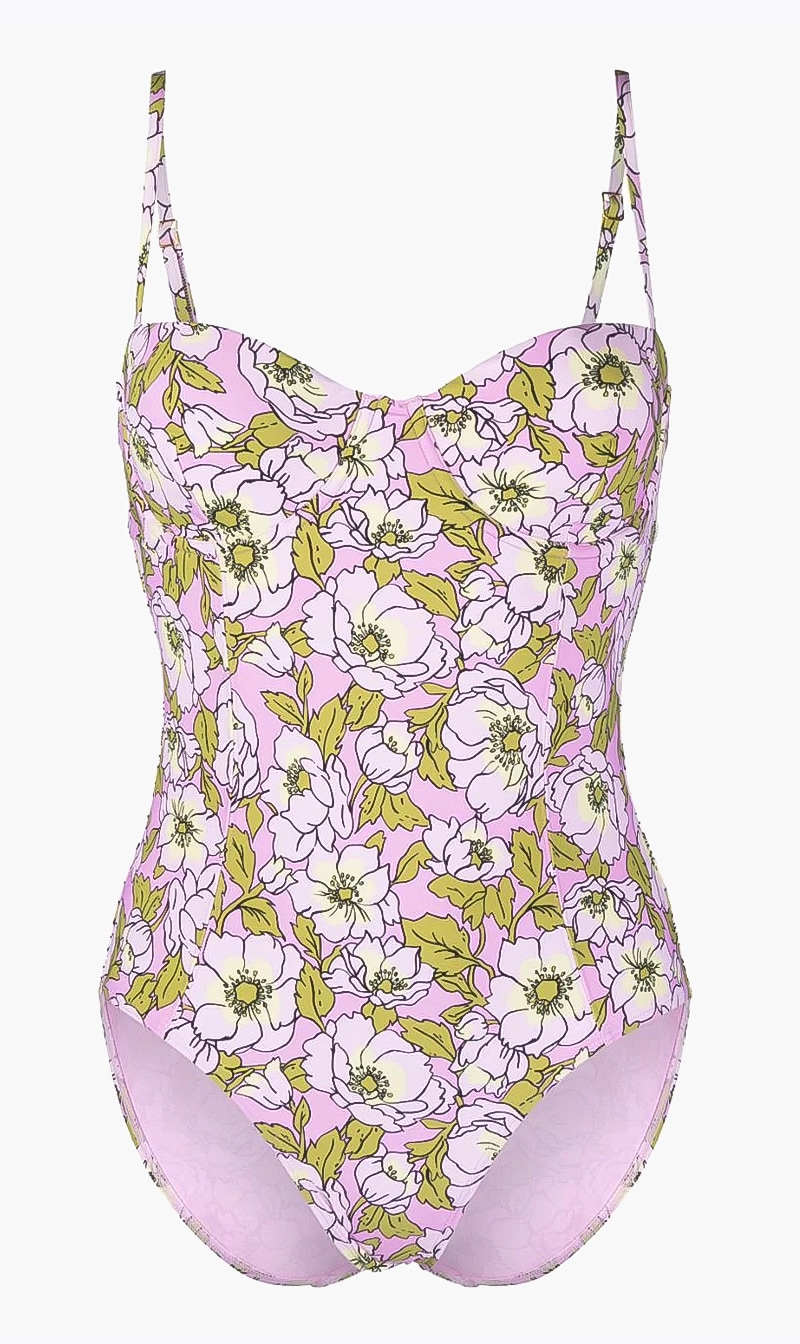 

Tory Burch Pink Printed Underwire One Piece for Women | The Deal Outlet