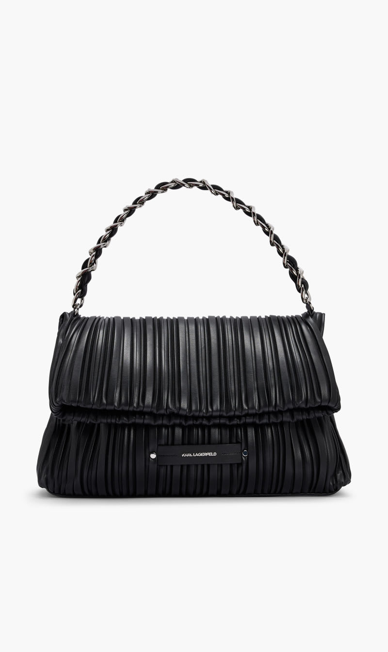 

Karl Lagerfeld Black Kkushion Chain Md Fold Tote for Women | The Deal Outlet