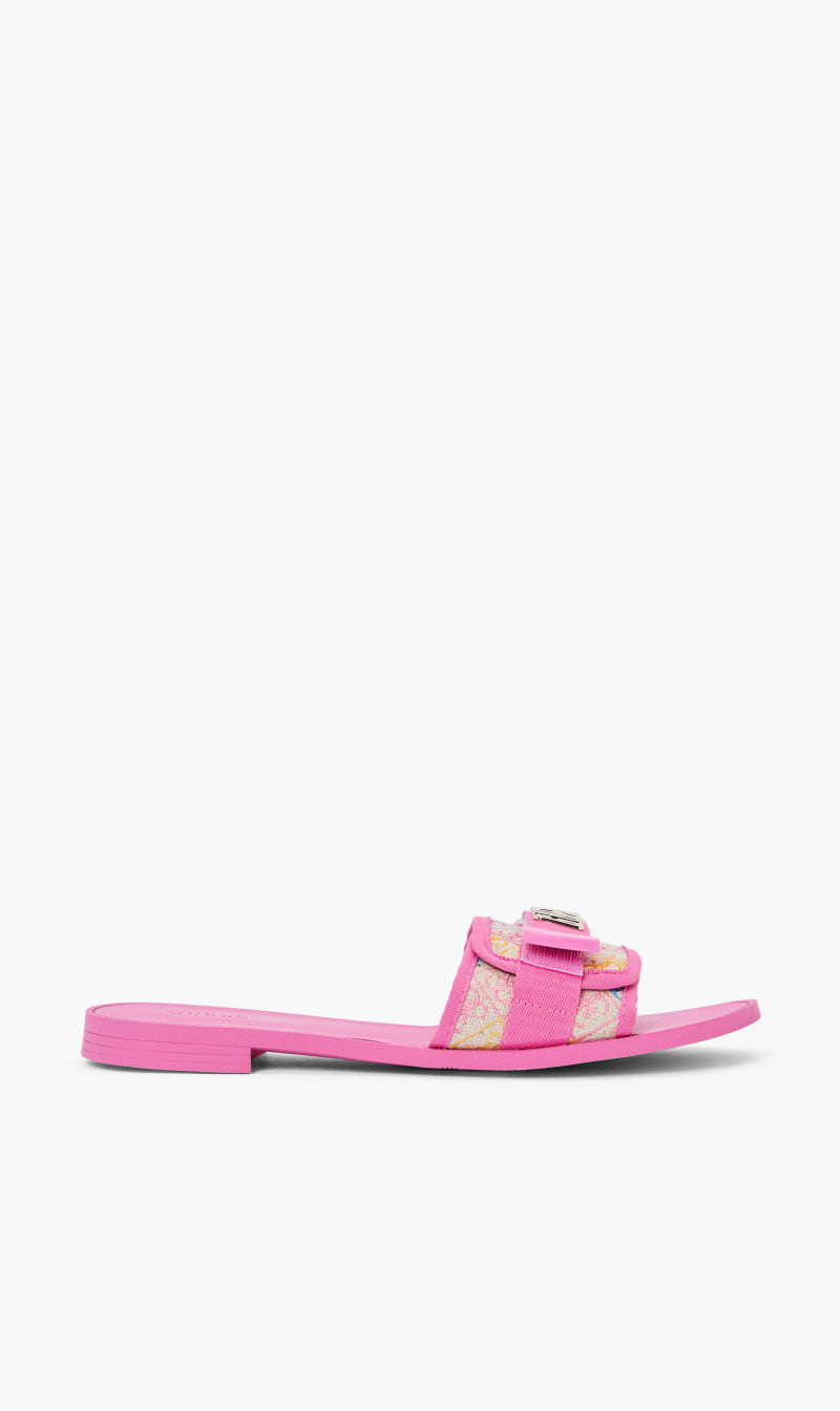 

Guess Pink 4g Embroidery Flat Sandal for Women | The Deal Outlet