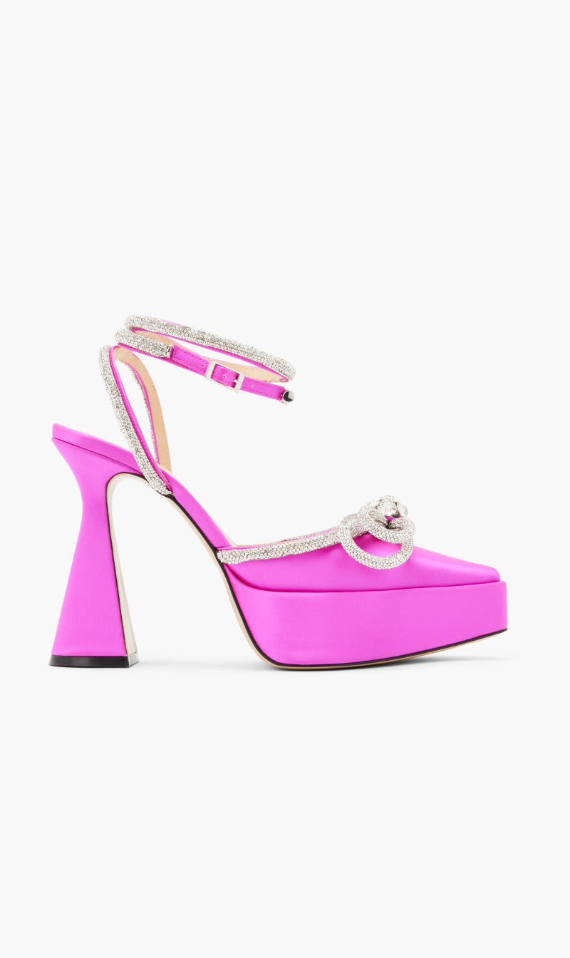 

Mach And Mach Pink Satin Double Bow Platform Pumps for Women | The Deal Outlet