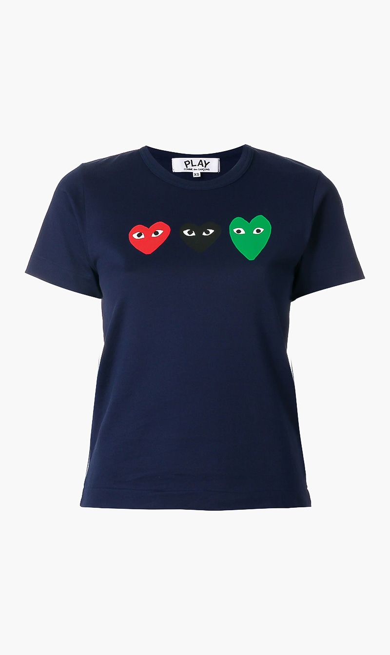 

Play Triple Heart Logo T-shirt, Blue