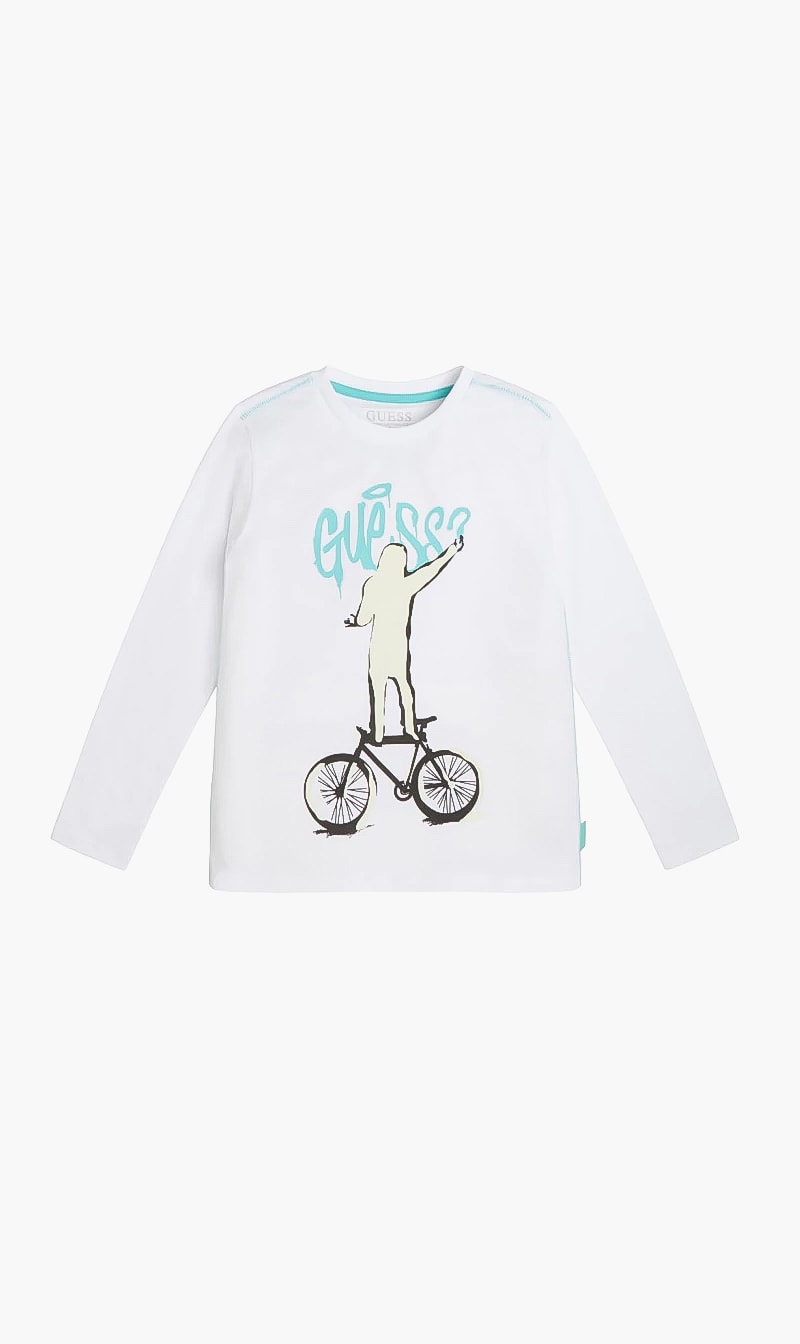 

Guess logo long sleeve tshirt | the deal outlet, White