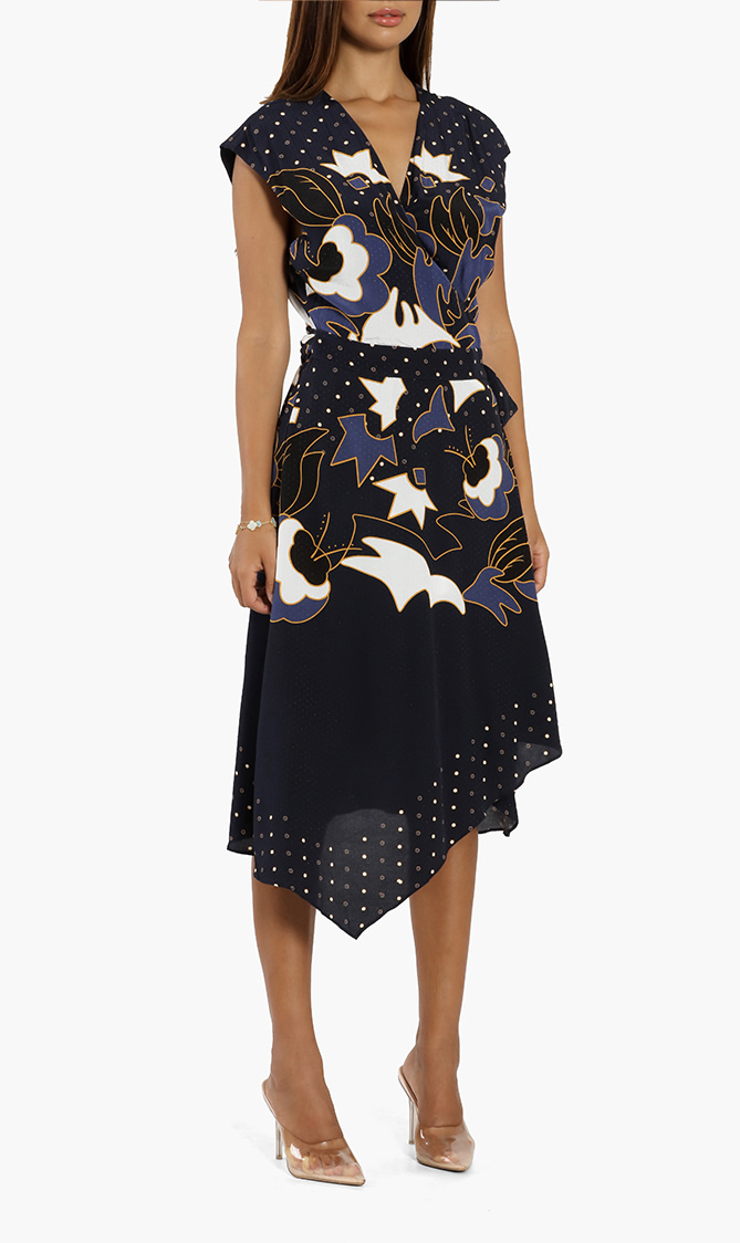 

Saretti Masquerade Printed Wrap Dress