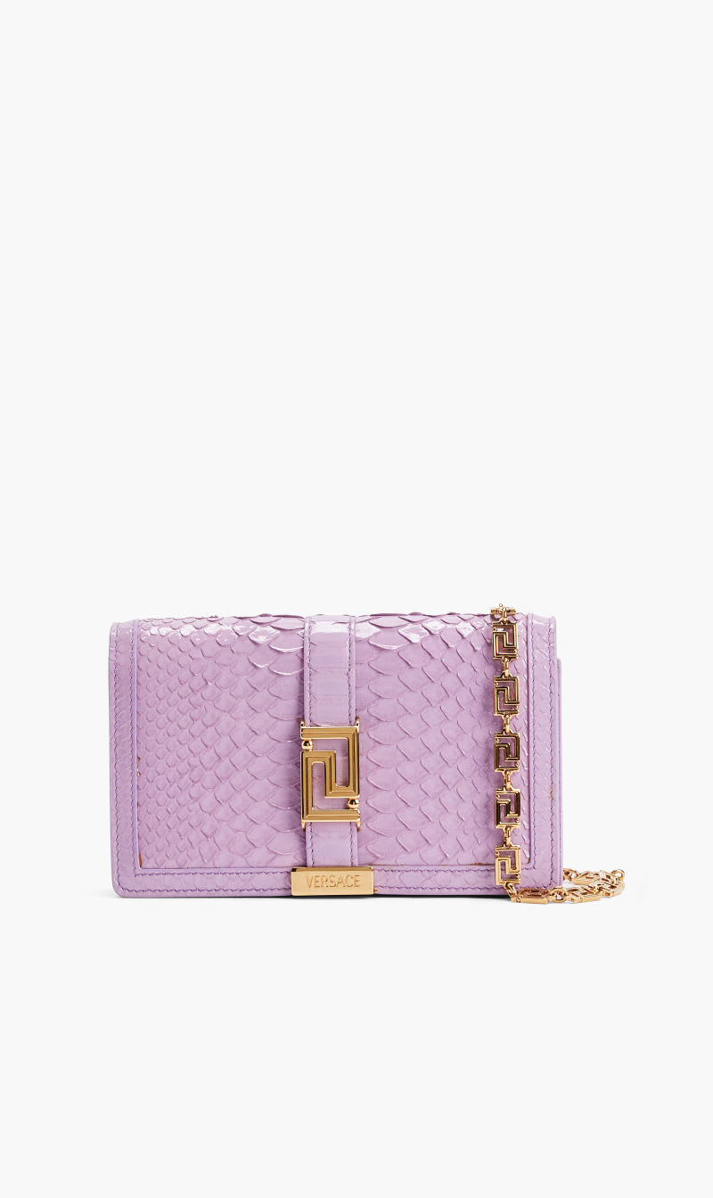 

Versace Purple Wallet On Chain Greca Goddess Python for Women | The Deal Outlet